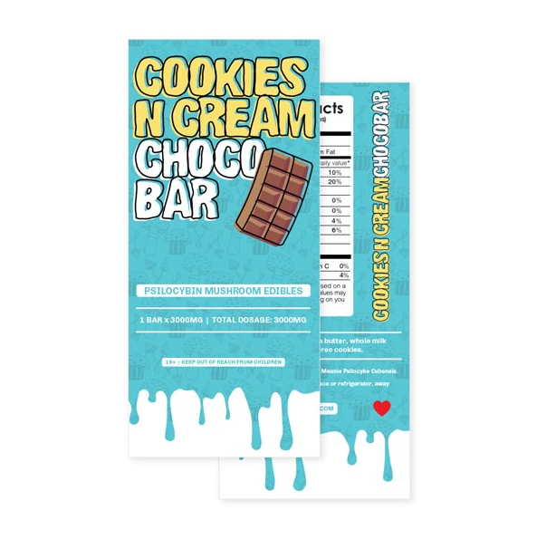 Mungus Magic Mushroom Cookies N Cream Chocolate Bar 3 Grams