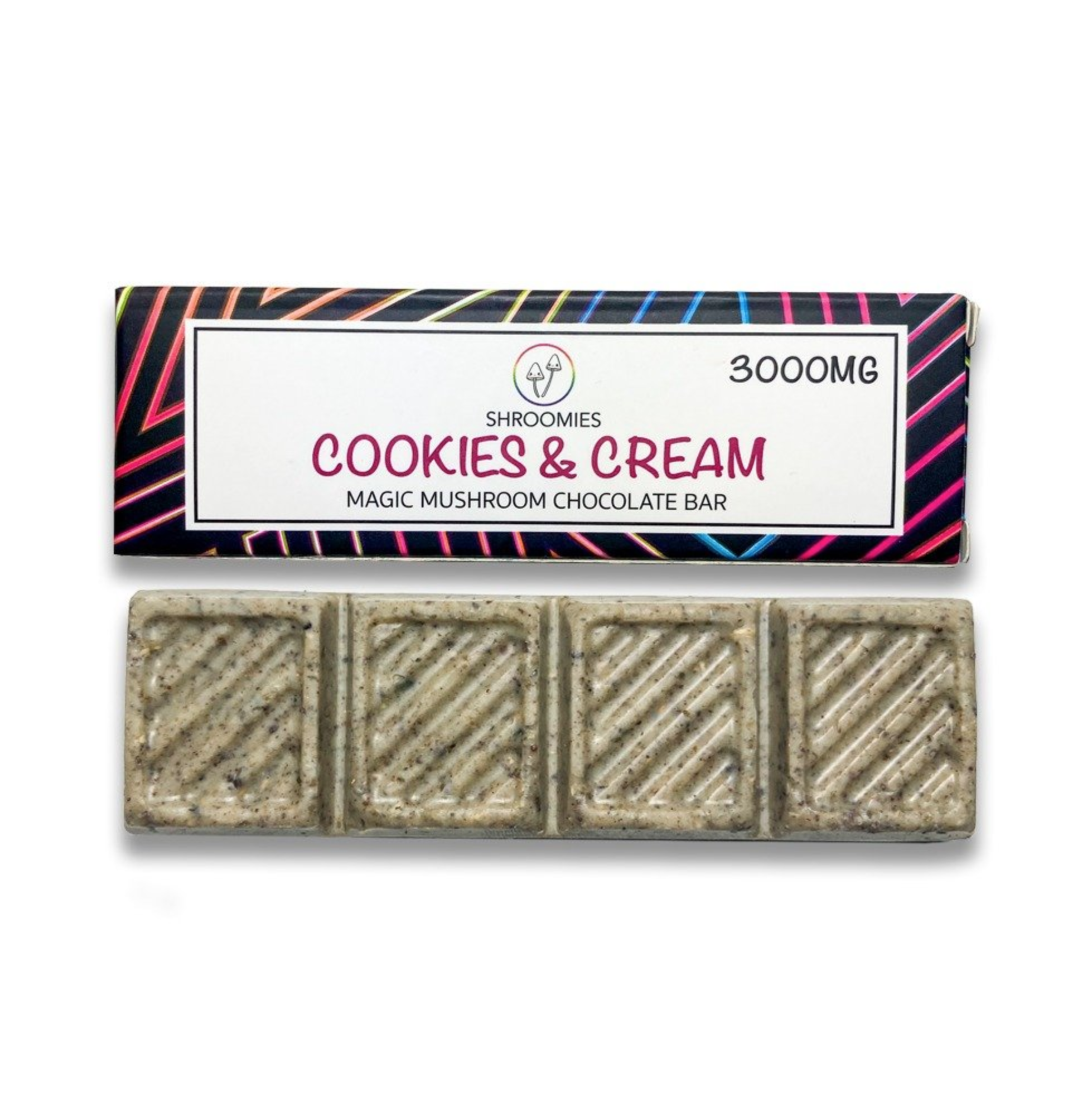 Shroomies Cookies and Cream Chocolate Bar 3000MG