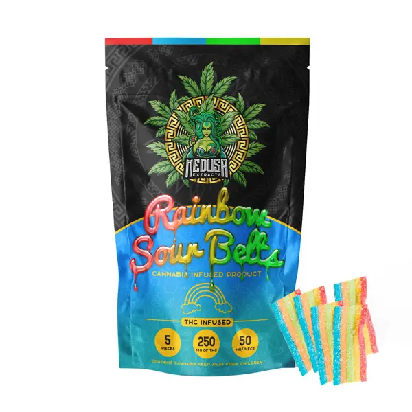 Rainbow Sour Belts | 250MG THC | Medusa Extracts